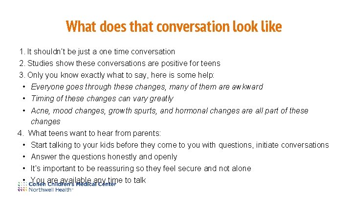 What does that conversation look like 1. It shouldn’t be just a one time