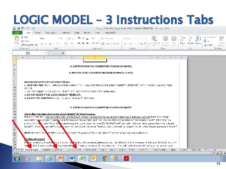 LOGIC MODEL – 3 Instructions Tabs 59 