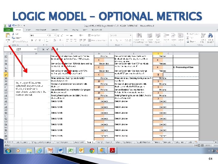 LOGIC MODEL – OPTIONAL METRICS 64 