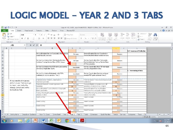 LOGIC MODEL - YEAR 2 AND 3 TABS 65 