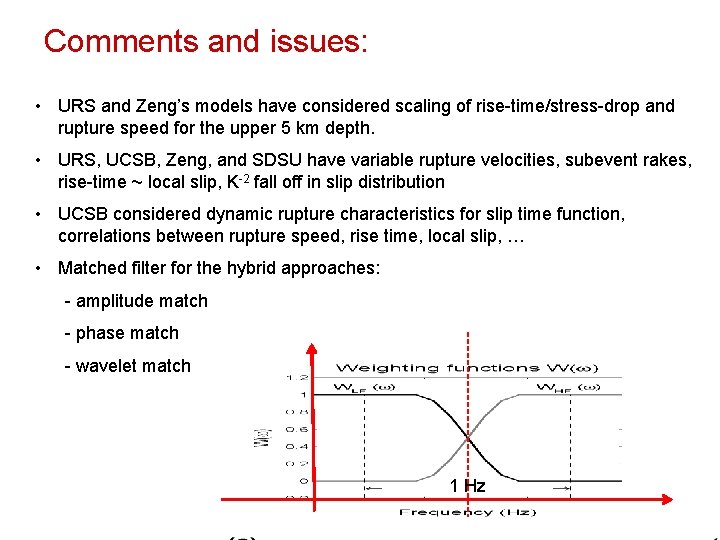 Comments and issues: • URS and Zeng’s models have considered scaling of rise-time/stress-drop and