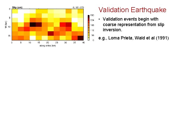 Validation Earthquake • Validation events begin with coarse representation from slip inversion. e. g.