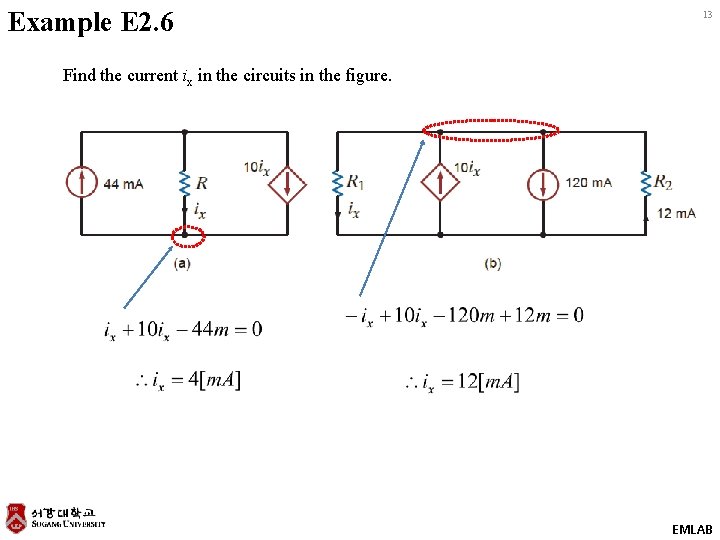 Example E 2. 6 13 Find the current ix in the circuits in the