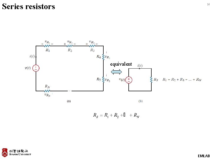 Series resistors 16 equivalent EMLAB 