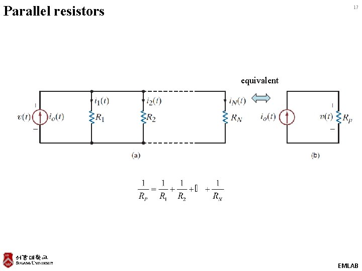 Parallel resistors 17 equivalent EMLAB 