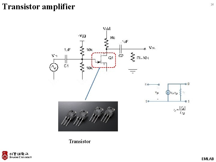 Transistor amplifier 26 Transistor EMLAB 