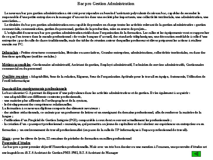 Bac pro Gestion Administration Le nouveau bac pro gestion administration a été créé pour