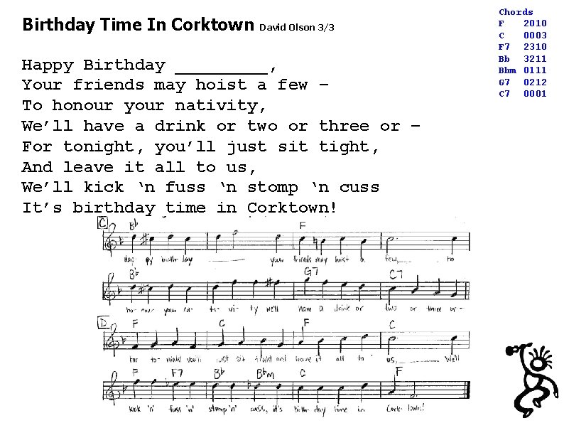 Birthday Time In Corktown David Olson 3/3 Happy Birthday _____, Your friends may hoist