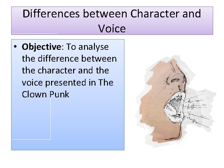 Differences between Character and Voice • Objective: To analyse the difference between the character