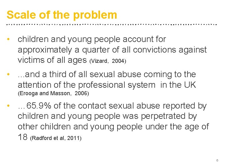Scale of the problem • children and young people account for approximately a quarter