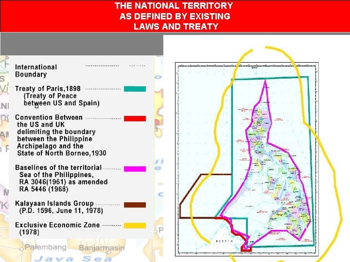 THE NATIONAL TERRITORY AS DEFINED BY EXISTING LAWS AND TREATY 