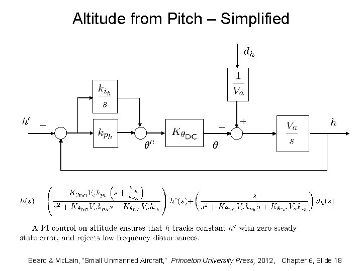 Altitude from Pitch – Simplified Beard & Mc. Lain, “Small Unmanned Aircraft, ” Princeton