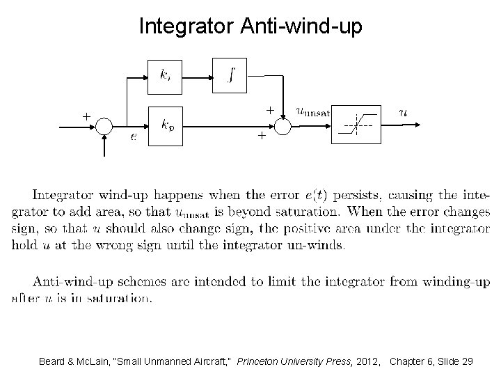 Integrator Anti-wind-up Beard & Mc. Lain, “Small Unmanned Aircraft, ” Princeton University Press, 2012,