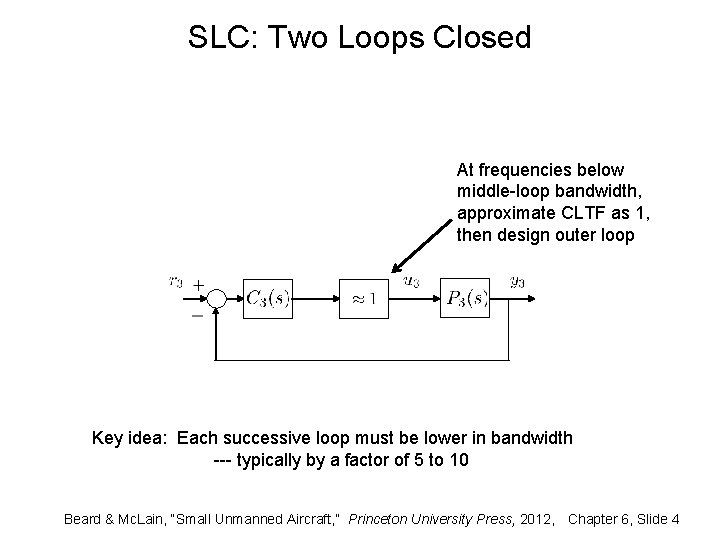 SLC: Two Loops Closed At frequencies below middle-loop bandwidth, approximate CLTF as 1, then