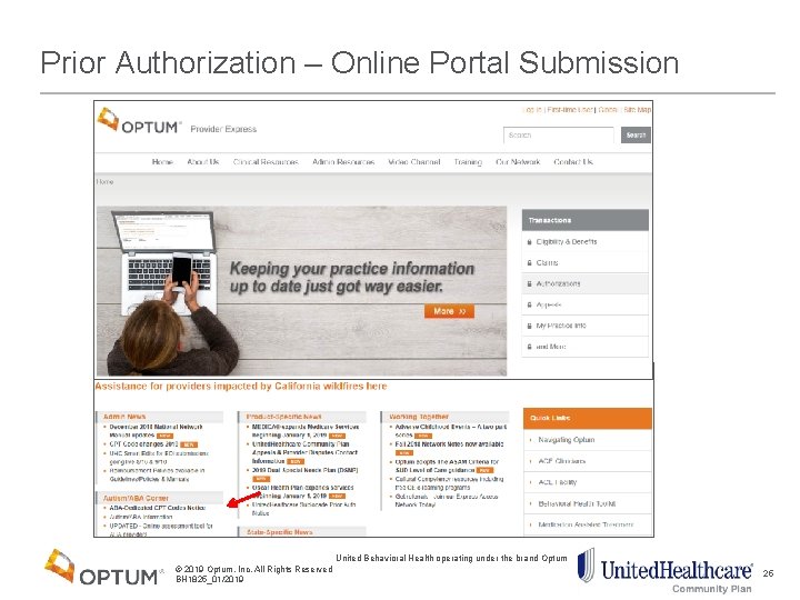 Prior Authorization – Online Portal Submission United Behavioral Health operating under the brand Optum