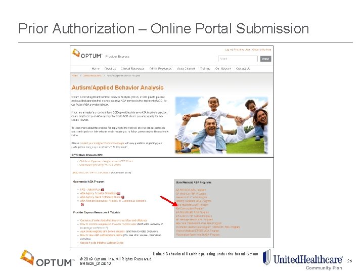 Prior Authorization – Online Portal Submission United Behavioral Health operating under the brand Optum