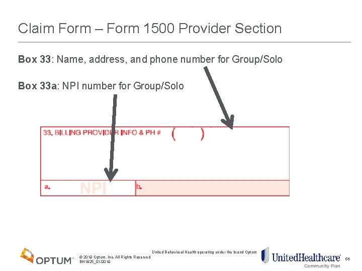Claim Form – Form 1500 Provider Section Box 33: Name, address, and phone number
