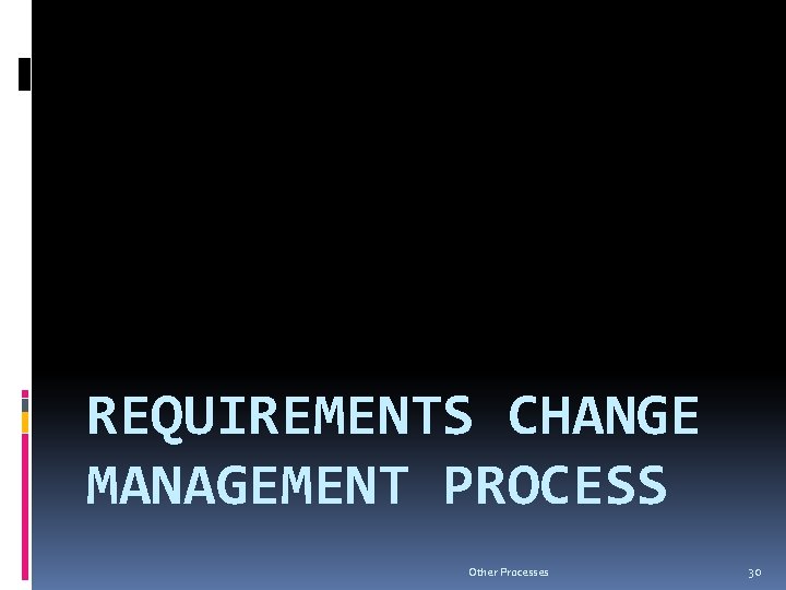 REQUIREMENTS CHANGE MANAGEMENT PROCESS Other Processes 30 