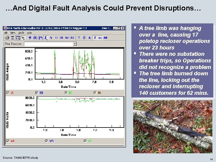 …And Digital Fault Analysis Could Prevent Disruptions… § A tree limb was hanging §