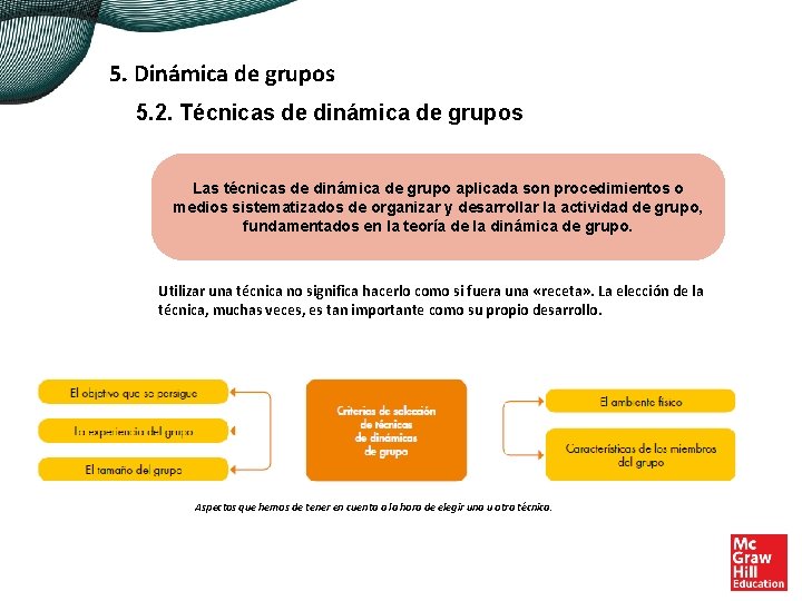 5. Dinámica de grupos 5. 2. Técnicas de dinámica de grupos Las técnicas de