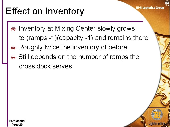 Effect on Inventory at Mixing Center slowly grows to (ramps -1)(capacity -1) and remains
