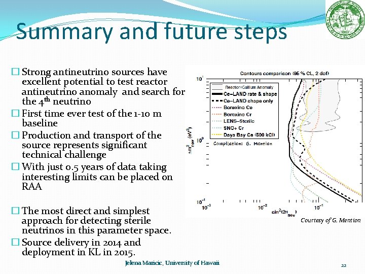 Summary and future steps � Strong antineutrino sources have excellent potential to test reactor