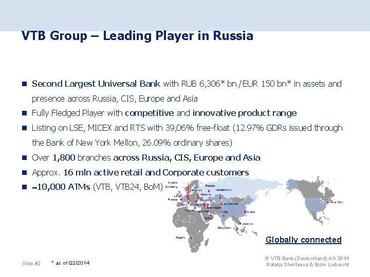 VTB Group – Leading Player in Russia n Second Largest Universal Bank with RUB