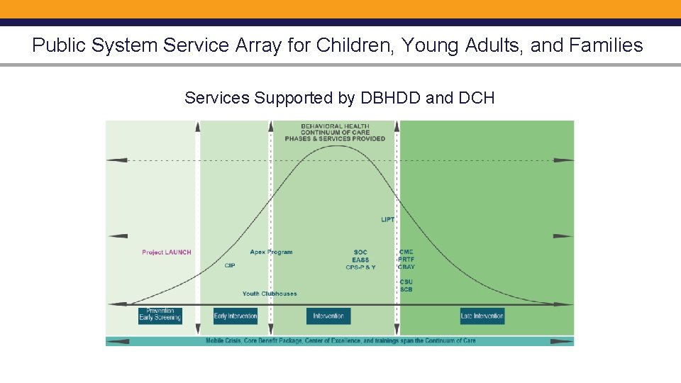 Public System Service Array for Children, Young Adults, and Families Services Supported by DBHDD