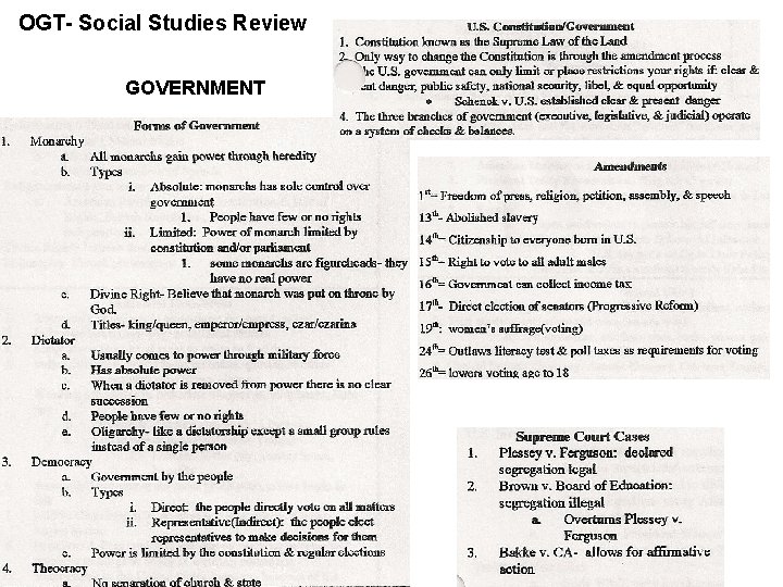 OGT- Social Studies Review GOVERNMENT 