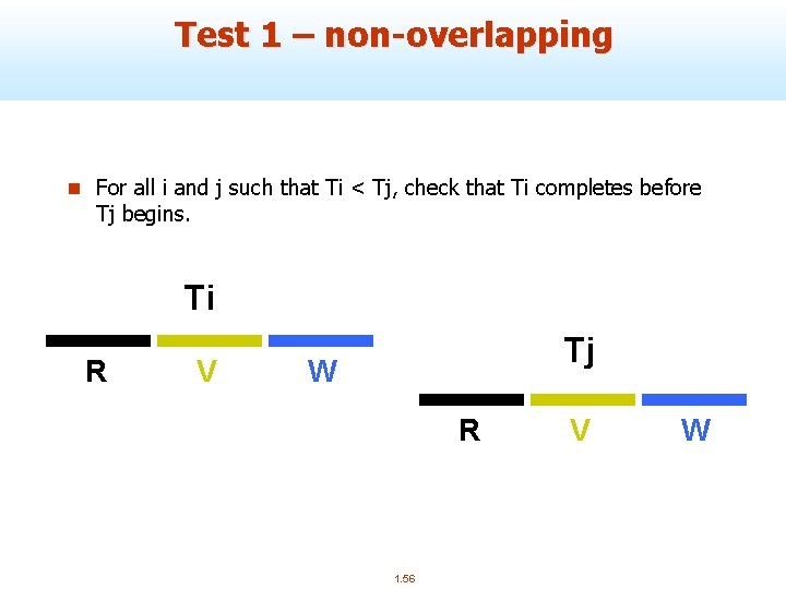 Test 1 – non-overlapping n For all i and j such that Ti <