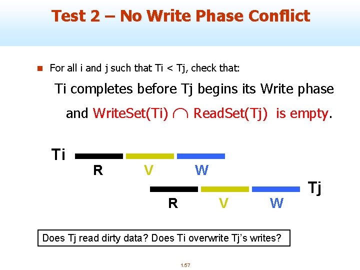 Test 2 – No Write Phase Conflict n For all i and j such