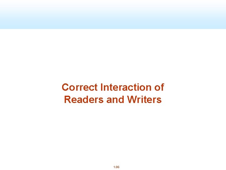 Correct Interaction of Readers and Writers 1. 86 