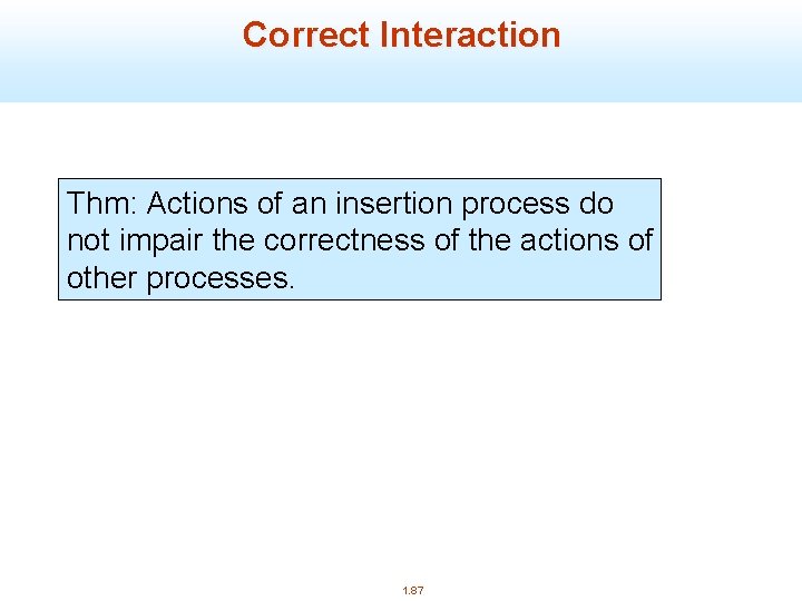 Correct Interaction Thm: Actions of an insertion process do not impair the correctness of