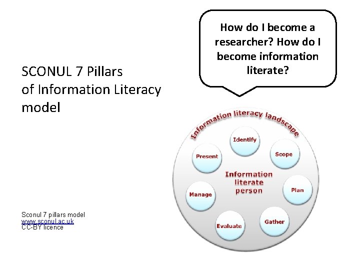 SCONUL 7 Pillars of Information Literacy model Sconul 7 pillars model www. sconul. ac.