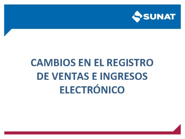 CAMBIOS EN EL REGISTRO DE VENTAS E INGRESOS ELECTRÓNICO CAMBIOS EN EL REGISTRO DE VENTAS E INGRESOS ELECTRÓNICO