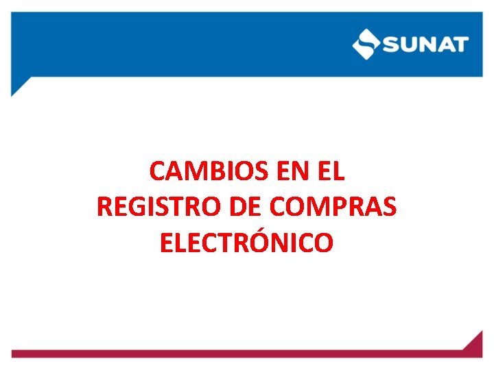 CAMBIOS EN EL REGISTRO DE COMPRAS ELECTRÓNICO CAMBIOS EN EL REGISTRO DE COMPRAS ELECTRÓNICO