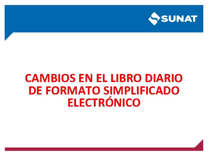 CAMBIOS EN EL LIBRO DIARIO DE FORMATO SIMPLIFICADO ELECTRÓNICO CAMBIOS EN EL LIBRO DIARIO DE FORMATO SIMPLIFICADO ELECTRÓNICO