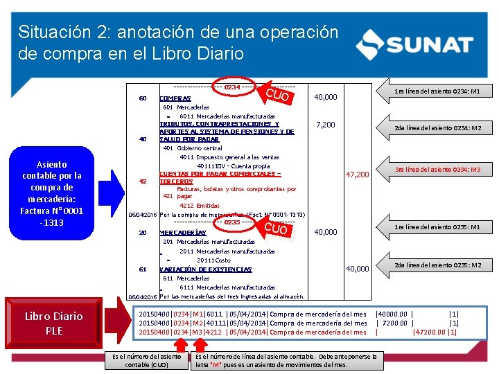 Situación 2: anotación de una operación de compra en el Libro Diario 60 Asiento