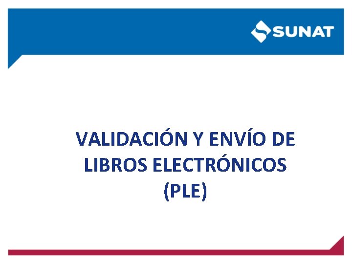 VALIDACIÓN Y ENVÍO DE LIBROS ELECTRÓNICOS (PLE) VALIDACIÓN Y ENVÍO DE LIBROS ELECTRÓNICOS (PLE)