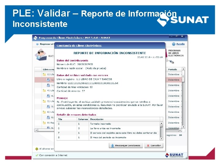 PLE: Validar – Reporte de Información Inconsistente PLE: Validar – Reporte de Información Inconsistente