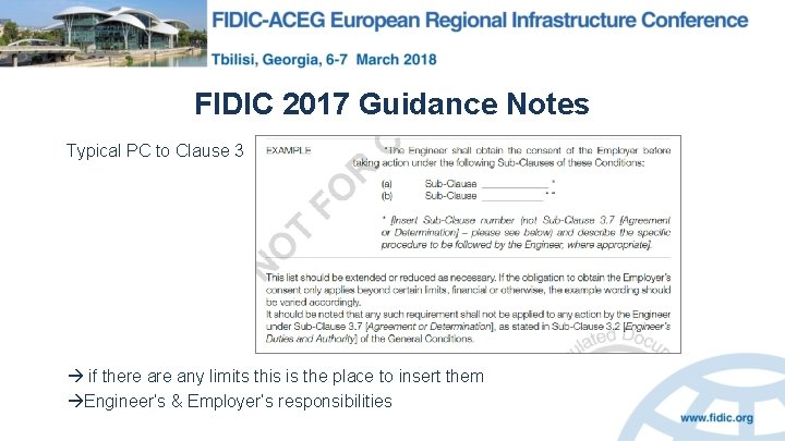 FIDIC 2017 Guidance Notes Typical PC to Clause 3 if there any limits this