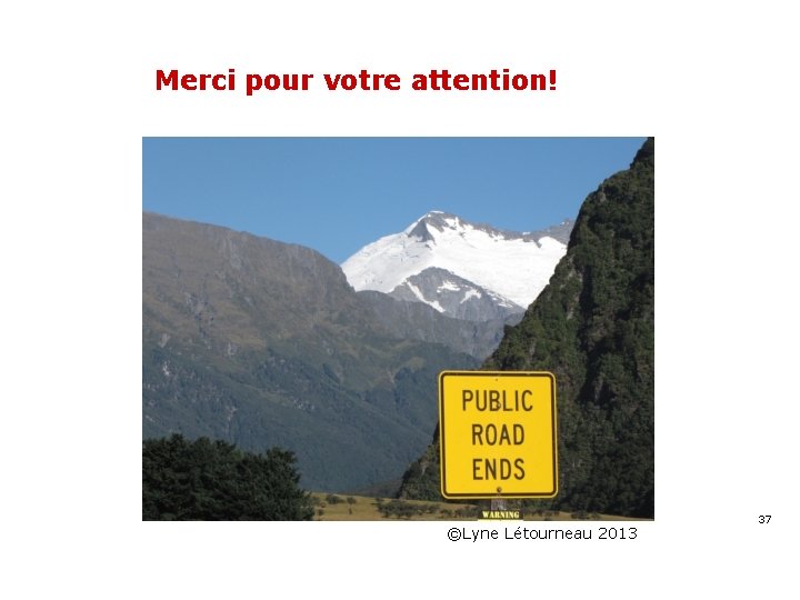 Merci pour votre attention! ©Lyne Létourneau 2013 37 