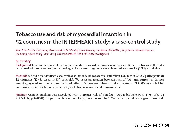 Lancet 2006; 368: 647 -658 