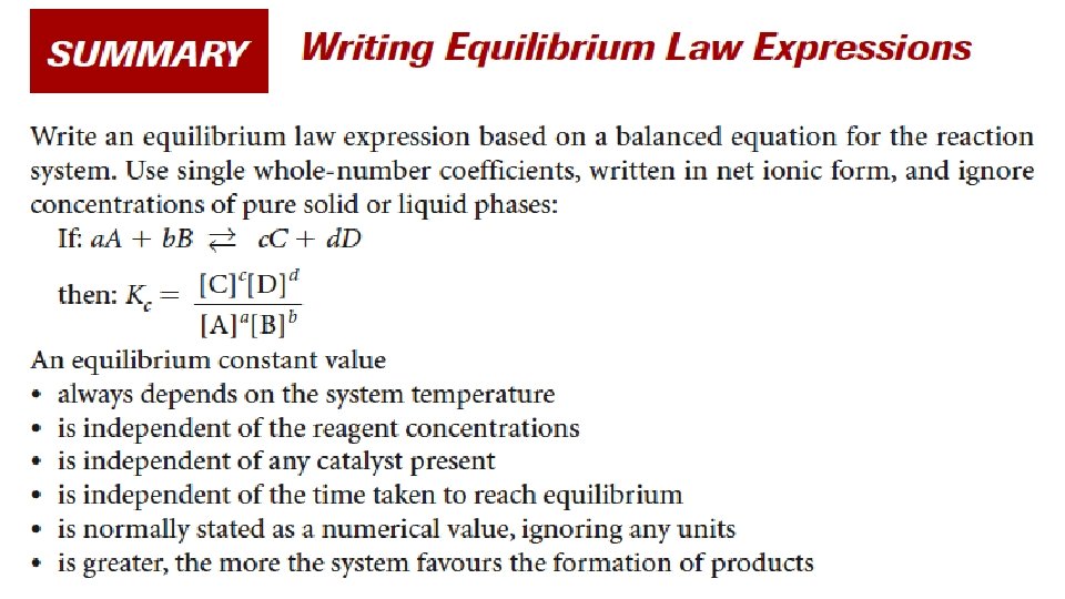 Describing the Position of Equilibrium 