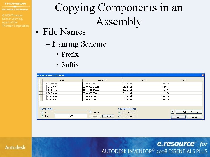 Copying Components in an Assembly • File Names – Naming Scheme • Prefix •