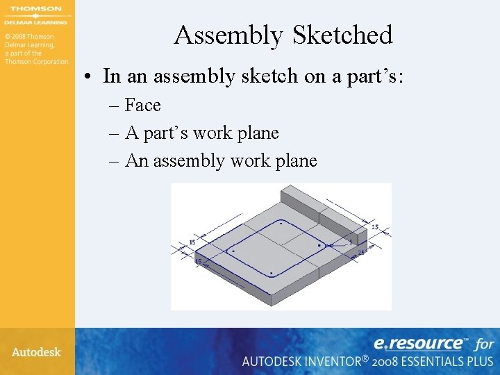 Assembly Sketched • In an assembly sketch on a part’s: – Face – A