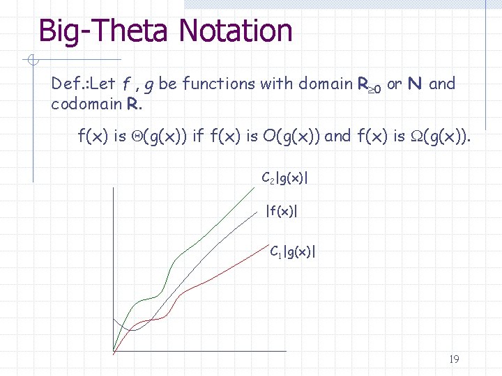 Big-Theta Notation Def. : Let f , g be functions with domain R 0