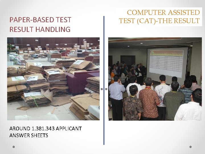 PAPER-BASED TEST RESULT HANDLING AROUND 1. 381. 343 APPLICANT ANSWER SHEETS COMPUTER ASSISTED TEST