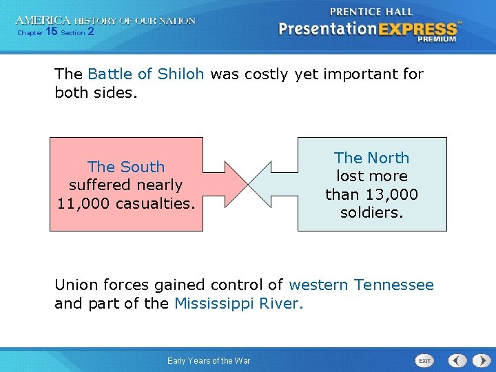 Chapter 15 Section 2 The Battle of Shiloh was costly yet important for both