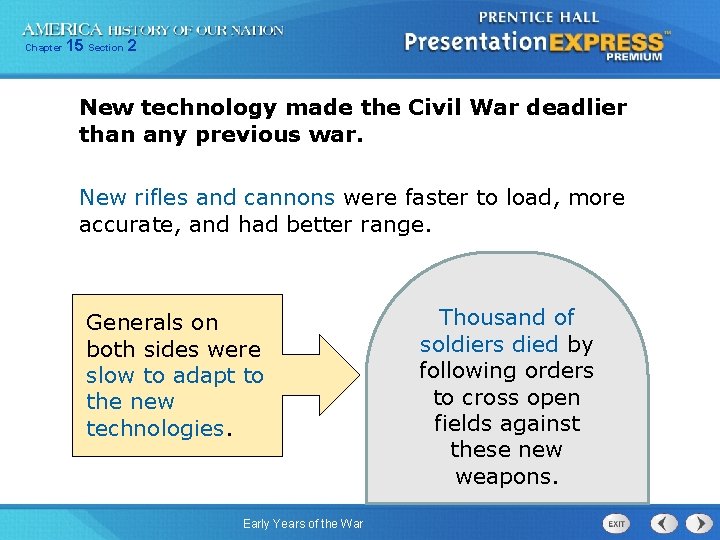 Chapter 15 Section 2 New technology made the Civil War deadlier than any previous